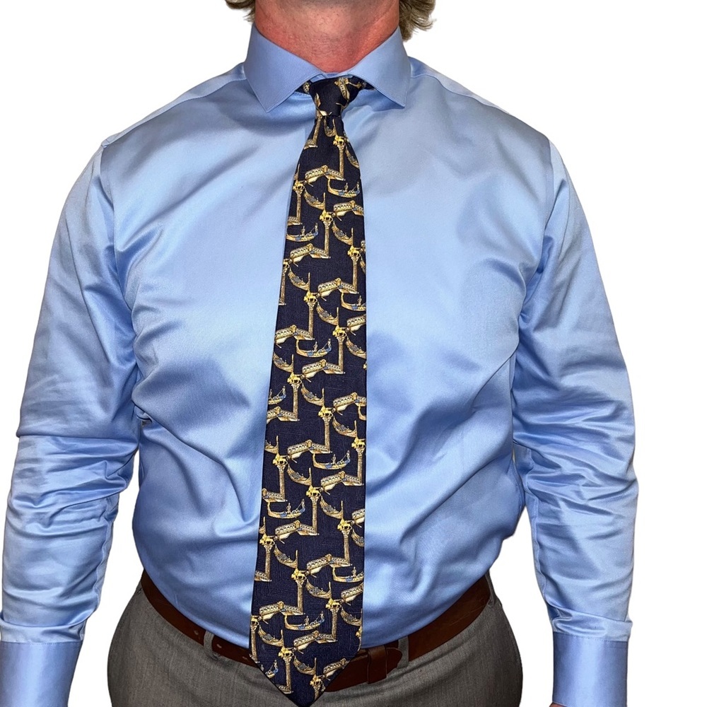 Fabris Venezia Neck Tie Mens 100% Silk Blue Gondola Venetian Boat